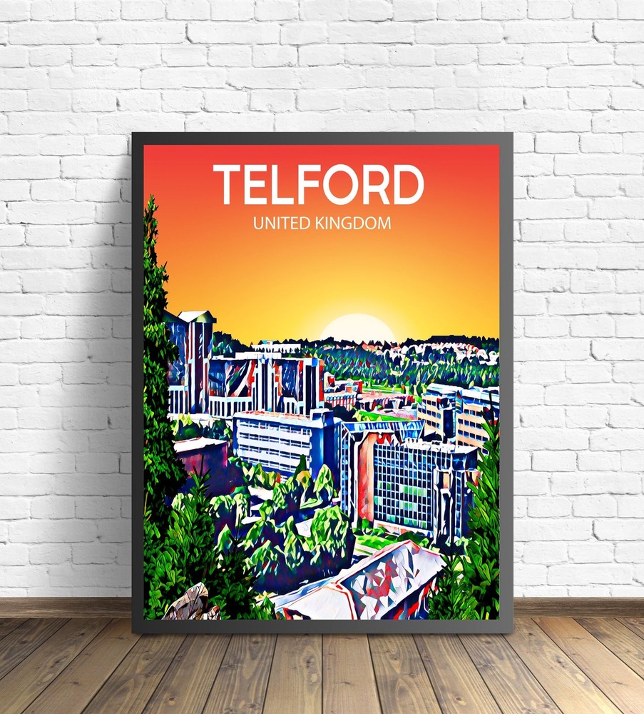 Telford United Kingdom Art Poster Sunset Night Poster Art Print Telford City