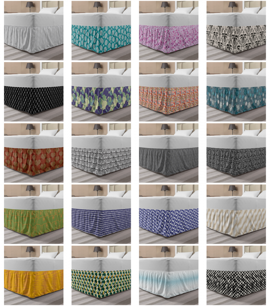 Ambesonne Abstract Motif Bedskirt Elastic Wrap Around Skirt Gathered Design