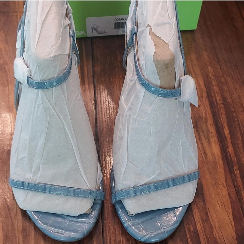 Sam Edelman Doran Blue Croc Print Heels Size 8.5 New With Tags