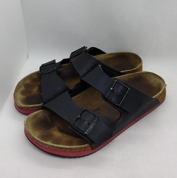 Birkenstock Arizona Prof Black Birko-Flor Sandals Women's 42 Black Beach Casual