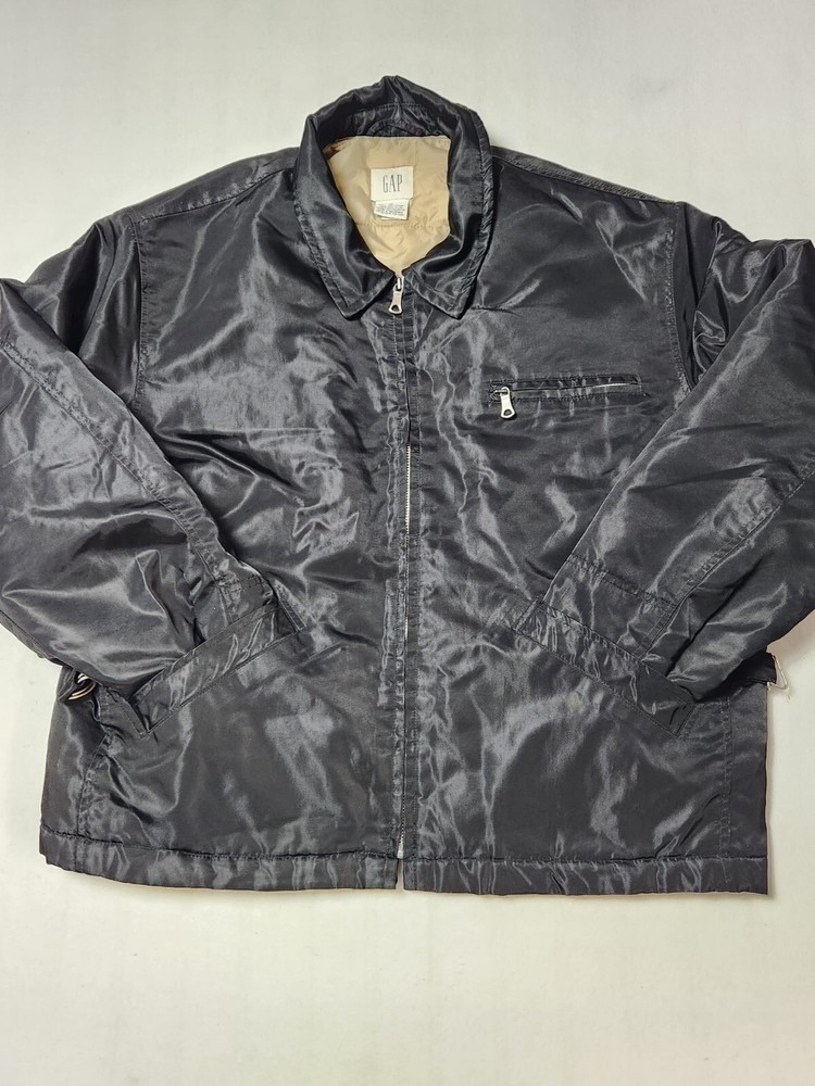 GAP Womens Medium Black Nylon Quilted Biker Jacket Full Zip Windbreaker