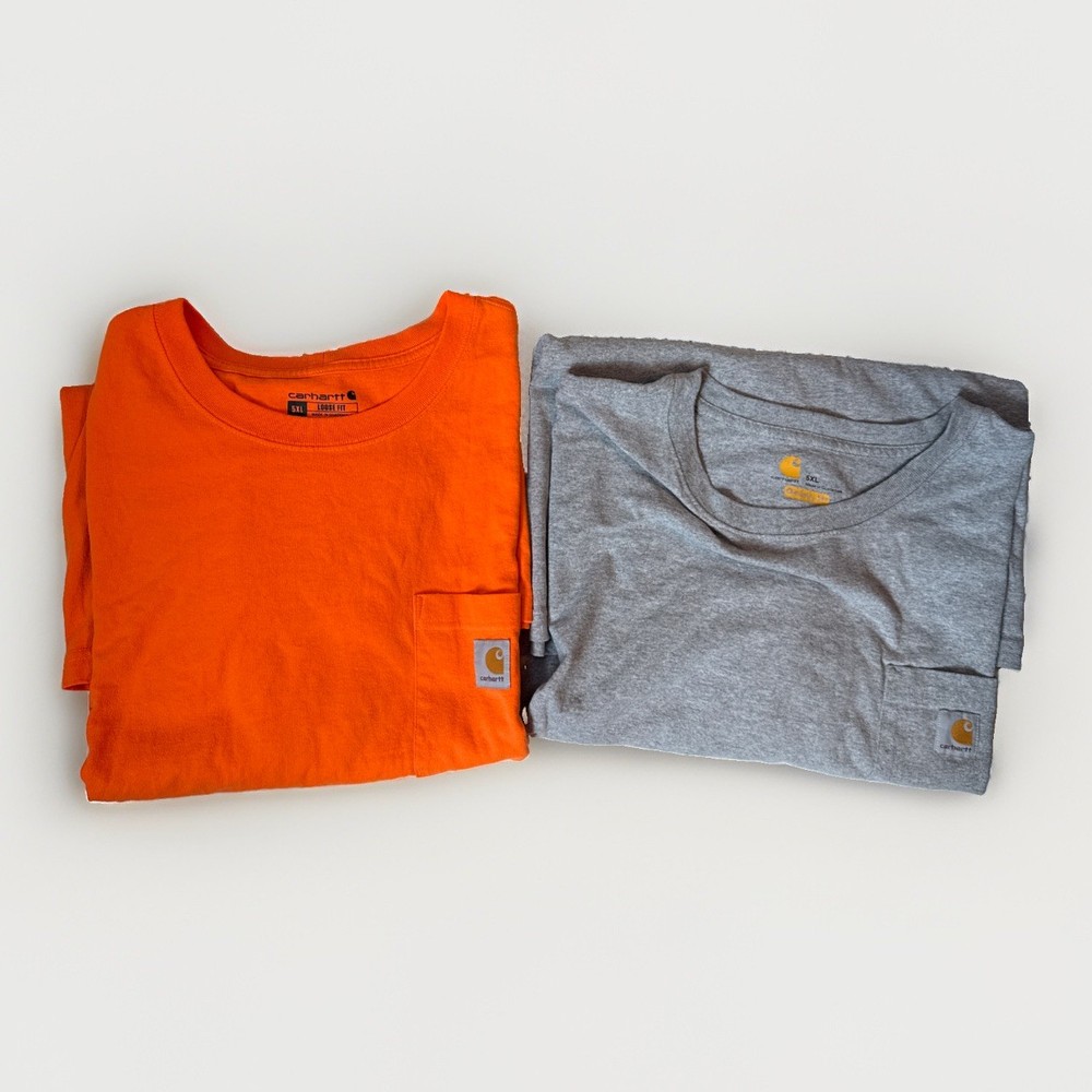 Lot Of 2 Carhartt K87 Pocket T Shirt Mens 5XL Gray And Orange Original Fit