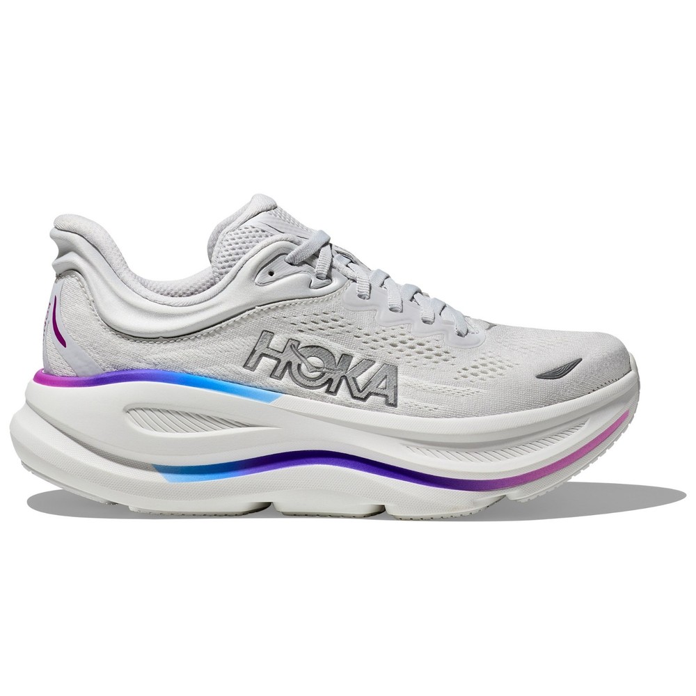 HOKA Bondi 9 Road-Running Shoes - Women's, Color: Cosmic Grey/White, New.