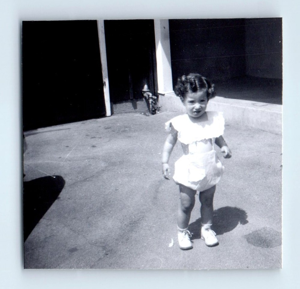 Old Vintage Photo SOLO GIRL STANDING OUTSIDE HOUSE ANTIQUE FOUND SNAPSHOT