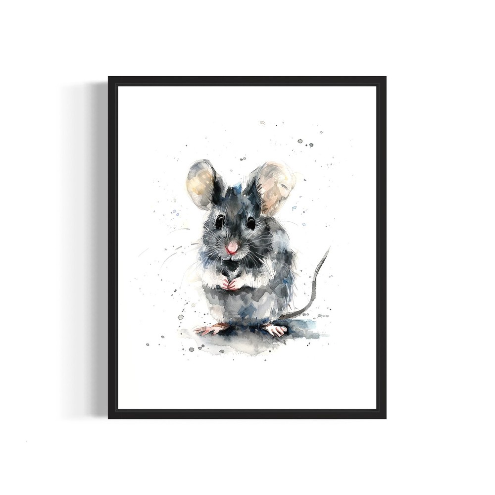 Mouse Watercolor Animal Art Print Poster City Wall Art Painting Artwork