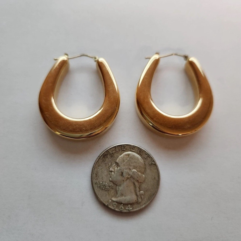 14K GOLD RESIN MILOR Italy Designer Hoop Earrings  Large 8.2g