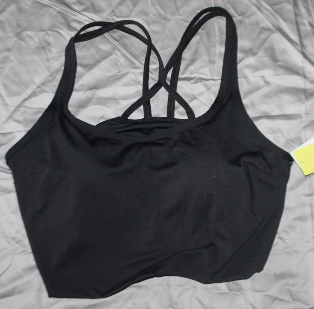 NWT All in Motion Brushed Sculpt Strappy Crop Sports Bra top Black Size M