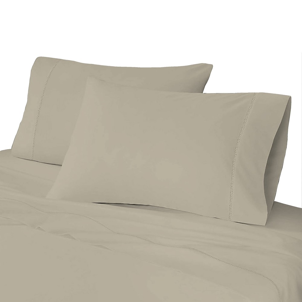 Nikki Chu Brushed Percale Embroidered Hem Ultra Soft 100% Cotton, King 4-Piec...