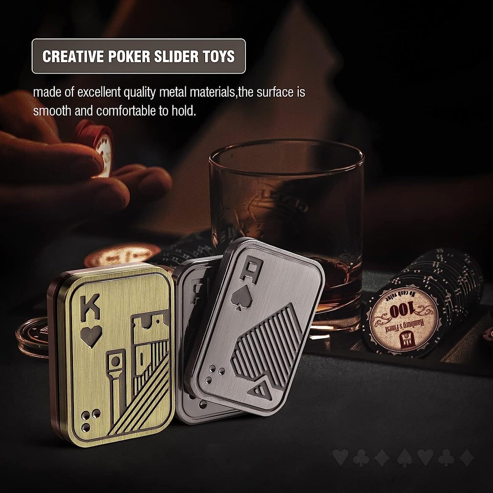 Magnetic Metal Fidget Toy Metal Poker Push Card Fidget Slider Stress Relief Toys
