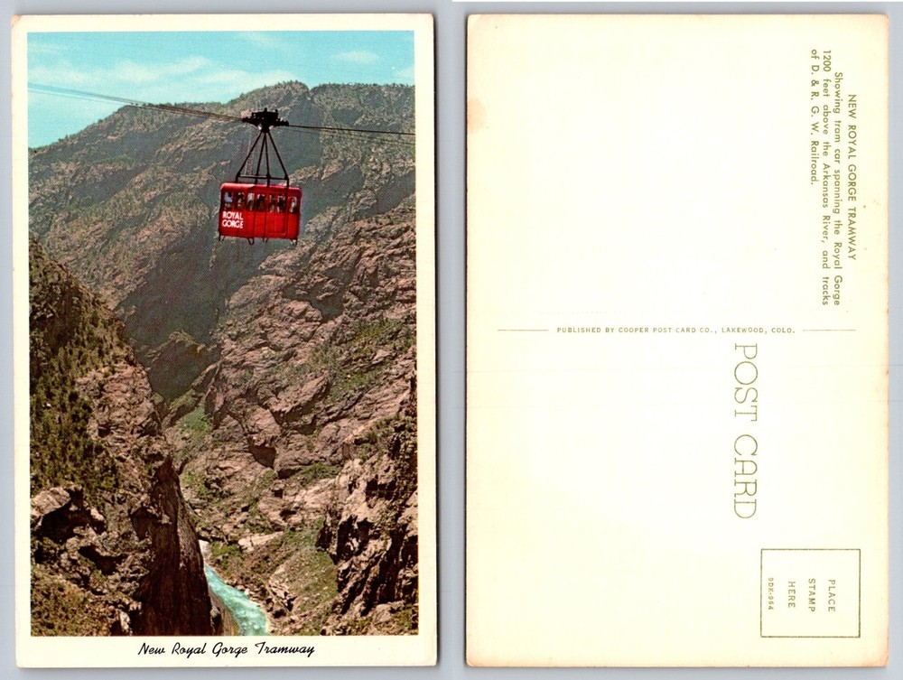 Royal Gorge Tramway Arkansas River Colorado Vintage Chrome Postcard