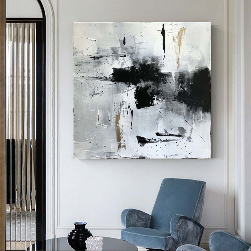 Large Original Modern Art Painting On Canvas Abstract Artworks Grey Handmade