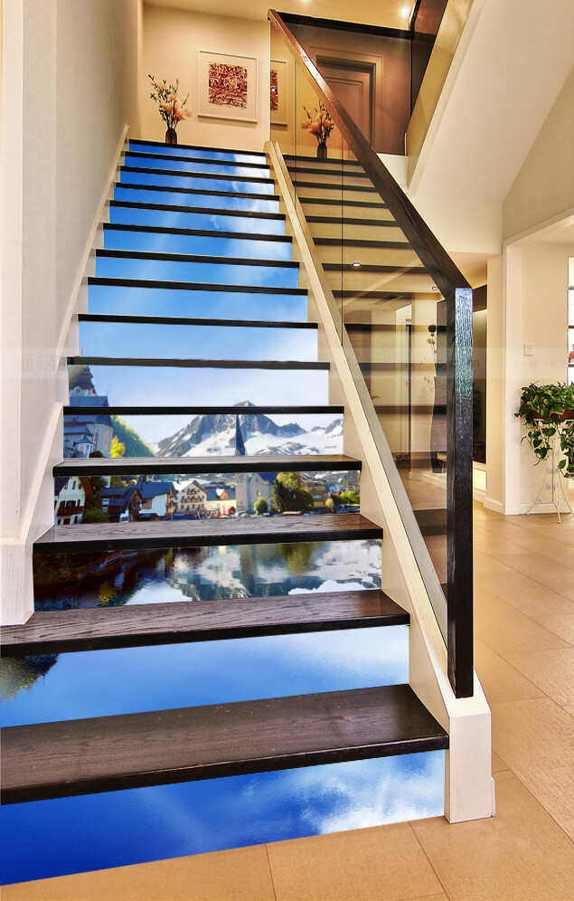 3D Blue Town AZ388 Stair Risers Decoration Mural Vinyl Wallpaper Kay