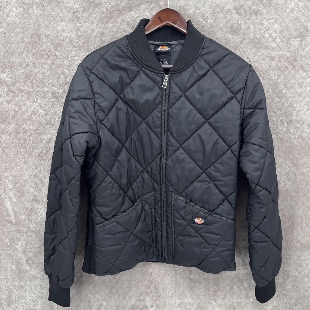 Dickies Jacket Mens Medium Black Quilted Bomber Insulated Workwear Nylon Lined