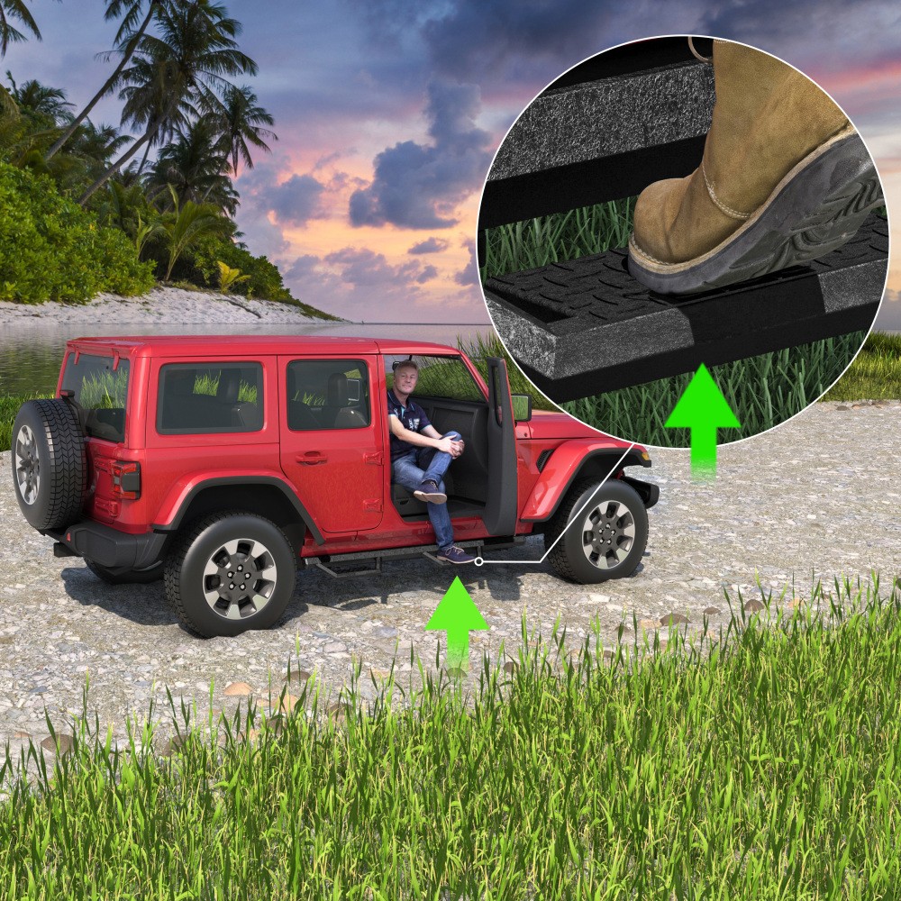 Side Steps Jeep Wrangler Specific Two-Step Design Heavy-Duty Steel Construction