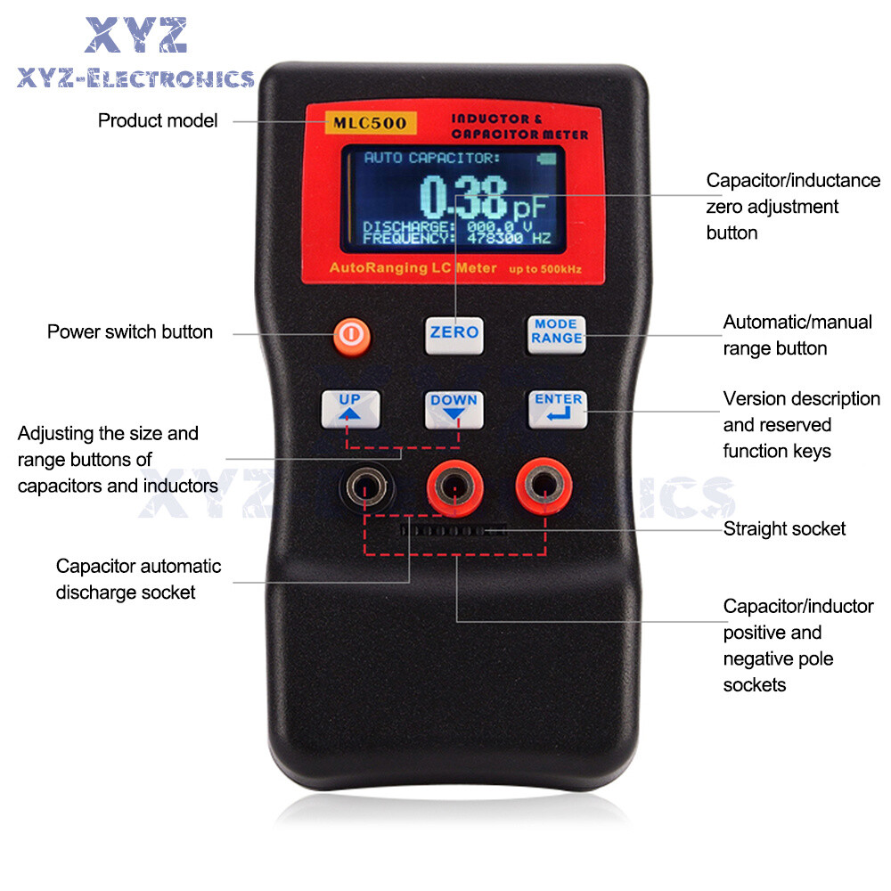 MLC500 Auto Range LCR Capacitance Inductance Meter Digital Capacitance Tester US