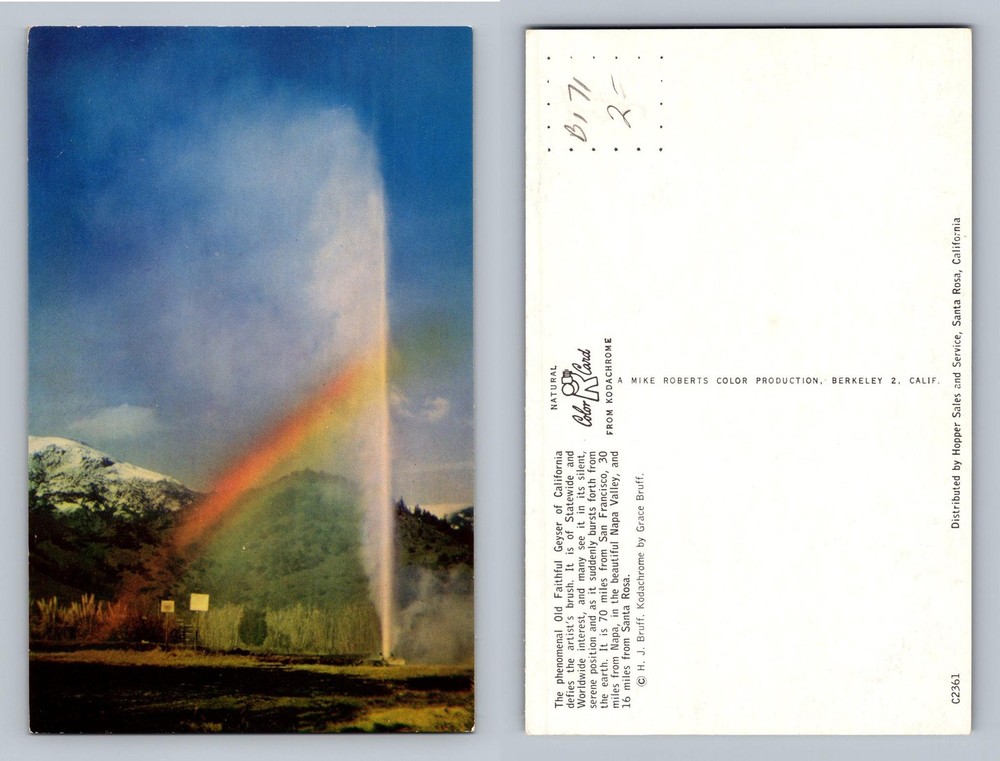Calistoga, CA-California, Old Faithful Geyser Rainbow Scene Vintage Postcard
