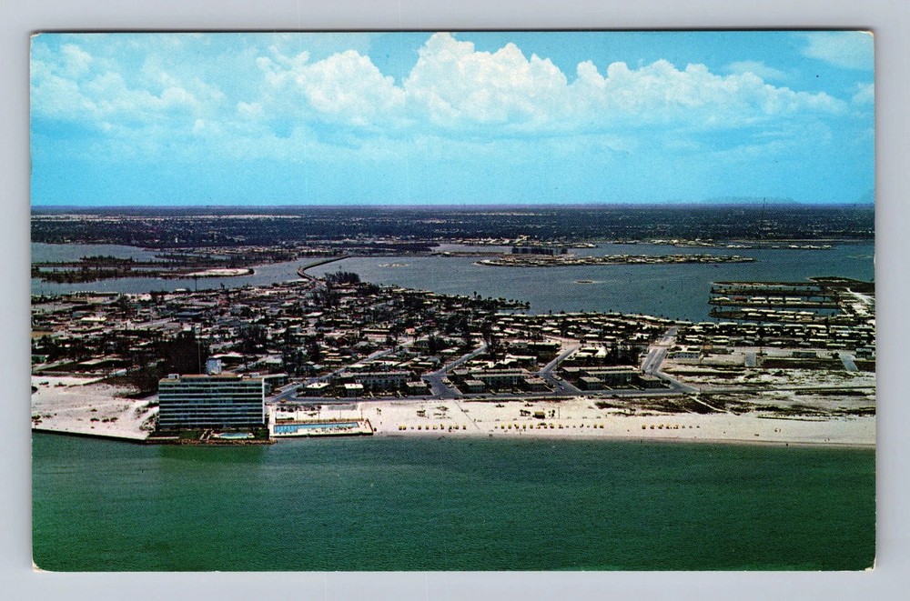 St Petersburg Beach FL-Florida Aerial Of Town Area Vintage Postcard