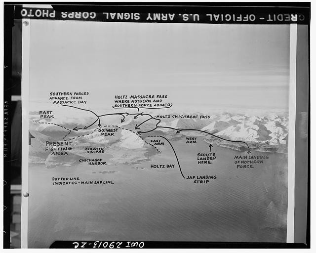 Attu Island Alaska 1943 Battle of Attu Invasion Map Japanese Landing Strip