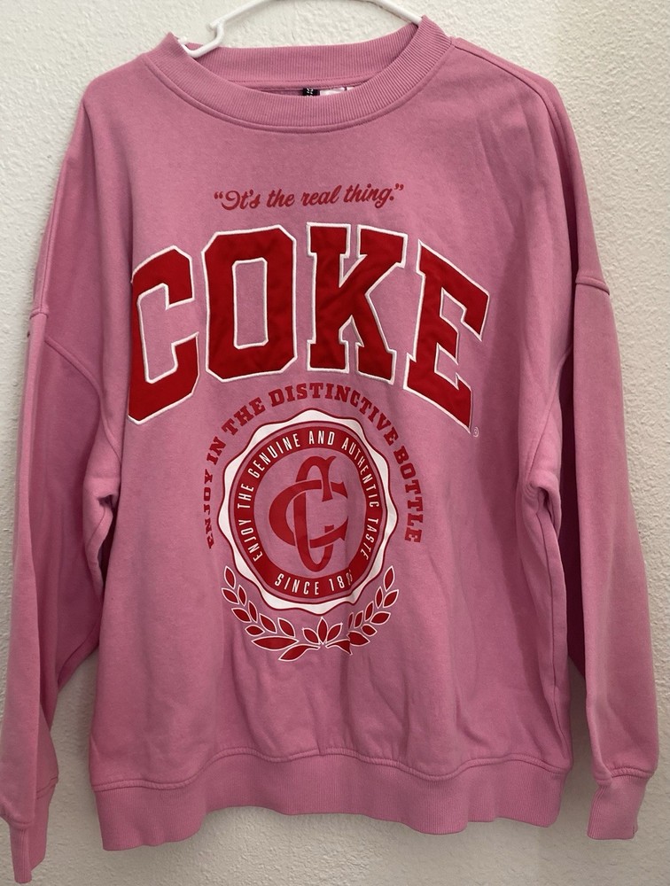 H&M Divided Coca-Cola Pink Pullover Sweatshirt Graphic Print Women's Size L