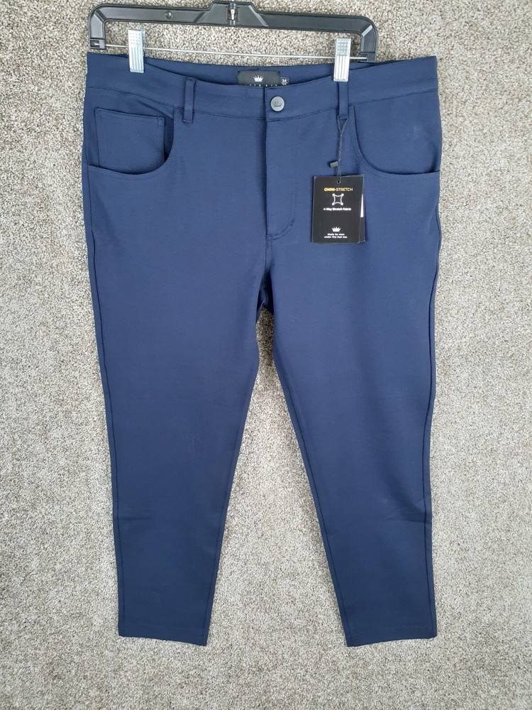 Under 5'10 Mason Omni Stretch Performance Pants Mens 34X27 Navy Blue Casual NWT