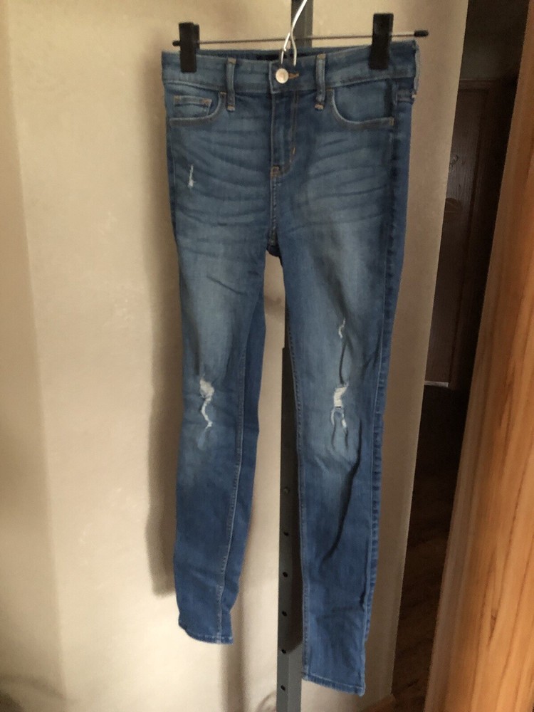 Womens Hollister Mid-Rise Super Skinny Jeans Classic Stretch Size 0S W24L28 EUC!