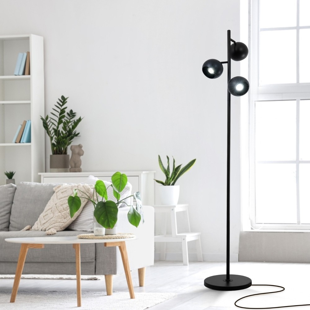 Industrial 3-Lights Floor Lamp Adjustable Lamp Heads Tall Standing Floor Light