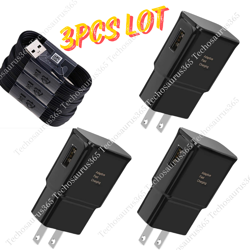 3-Pack Fast Charger Type C Adapter with Cable for Samsung Android Phones