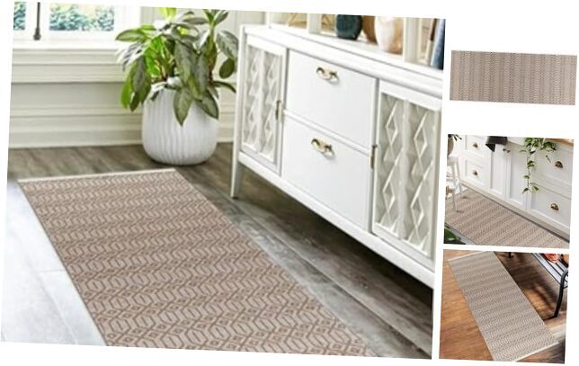 The Beer Valley Hand Woven Geometric Runner Rug 2'x6' - 2'x6' - Geometric Beige