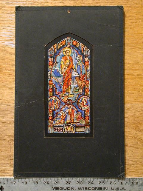 Photo:Design drawing for stained glass window with St. Luke