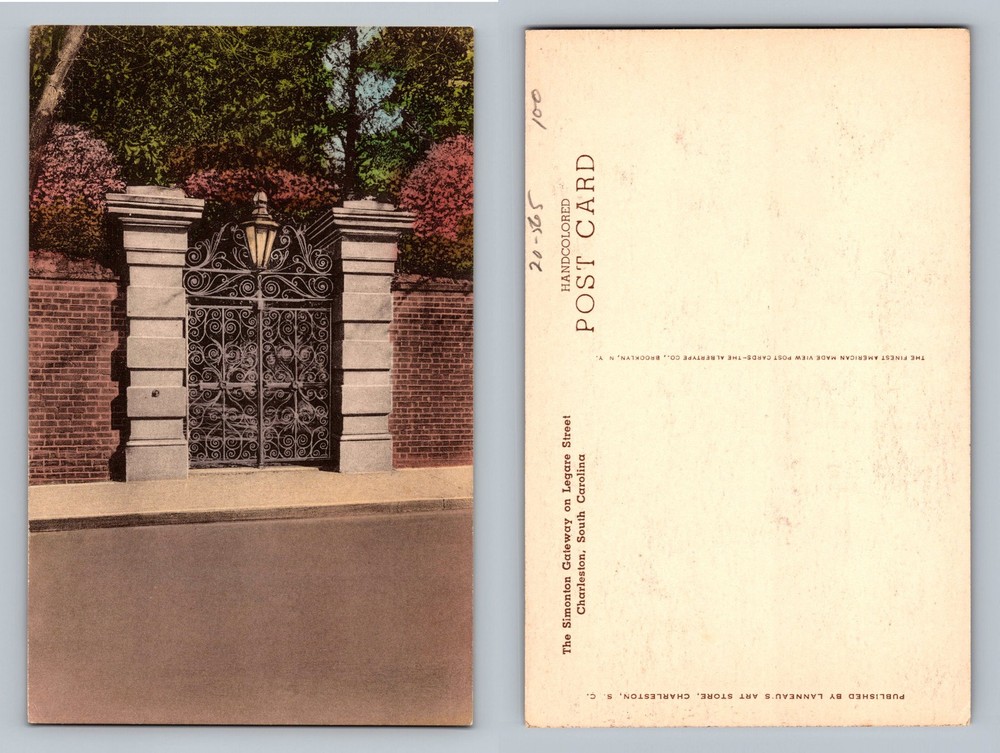Charleston, SC-South Carolina, Simmons Gateway Legare Street Vintage Postcard