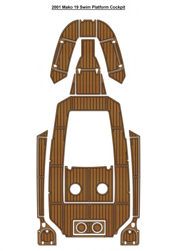 2001 Mako 19 Swim Platform Cockpit Pad Boat EVA Foam Faux Teak Deck Floor Mat
