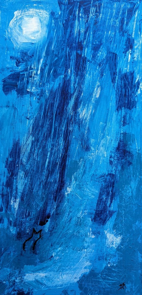 Abstract Cat Painting Original Collectible Forest Landscape Art Samantha McLean-image