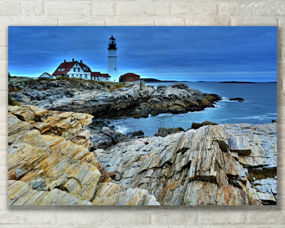 Portland Maine Lighthouse Fine Art Print on Metal Canvas or Paper