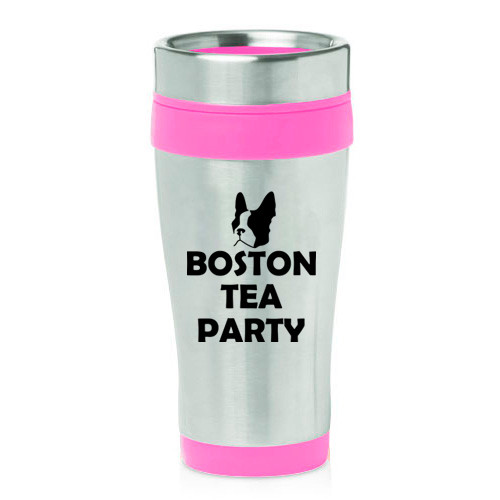 16 oz Travel Coffee Mug Boston Tea Party Boston Terrier