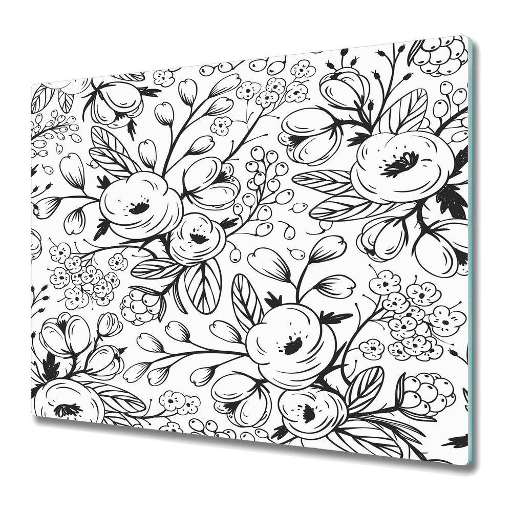 Glass Chopping Board Utensil Floral Children art spring meadow doddle 60x52