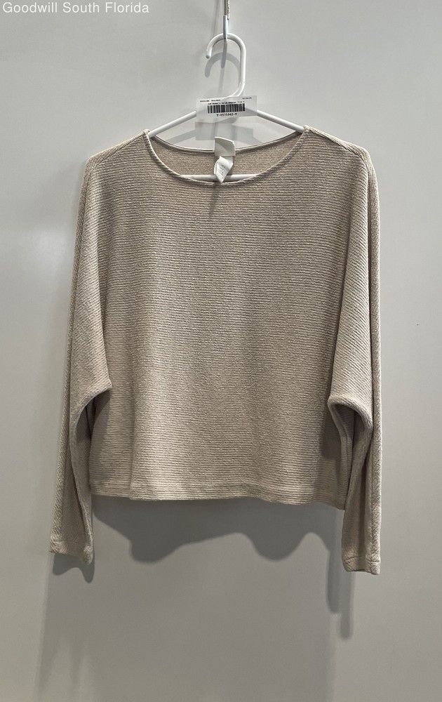 H&M Womens Beige Round Neck Long Dolman Sleeve Pullover Sweater Size Small