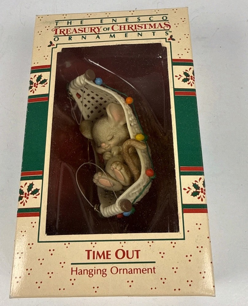 VTG 1988 Treasury Of Christmas Enesco Hanging Ornament Mouse 