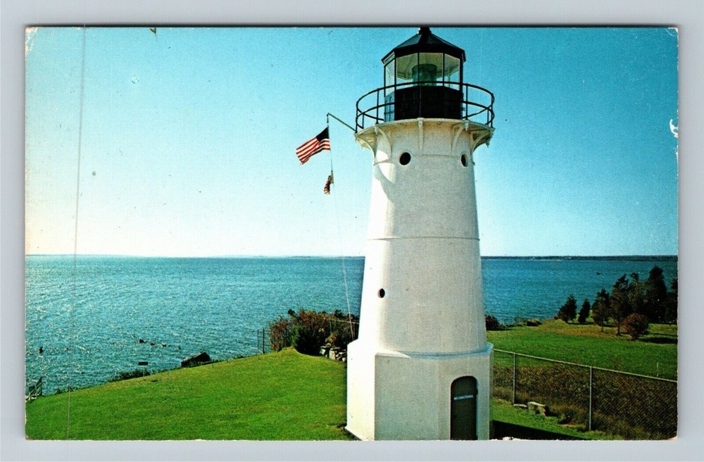 Warwick Neck RI-Rhode Island, 1932 Lighthouse, Narragansett Bay Vintage Postcard