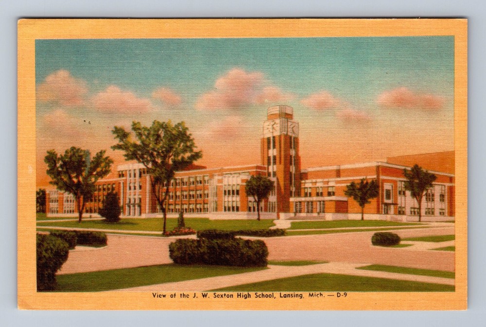 Lansing MI-Michigan View Of The JW Sexton High School Vintage Postcard
