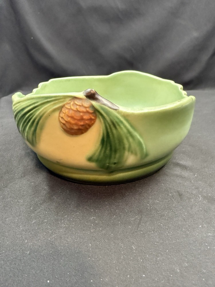 Roseville Pine Cone 1953 Vintage Art Pottery Blue Ceramic Planter Bowl 426-6