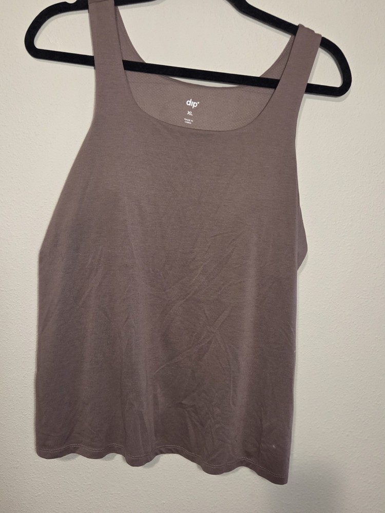 dip Women's XL Brown Sleeveless Activewear Tank Top Stretch Breathable