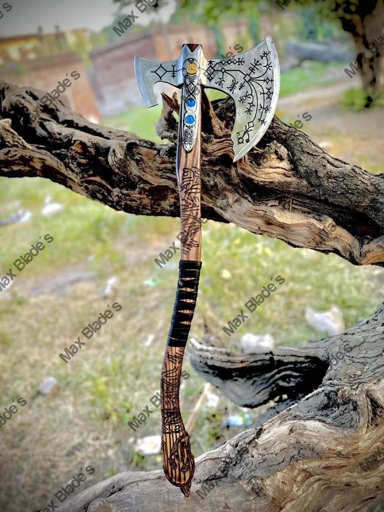 New Hand Forged Carbon Steel Fully Functional GOD OF WAR Kratos Leviathan Axe