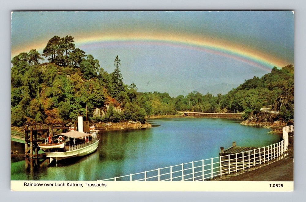 Scotland Loch Katrine Trossachs Rainbow Vintage Postcard