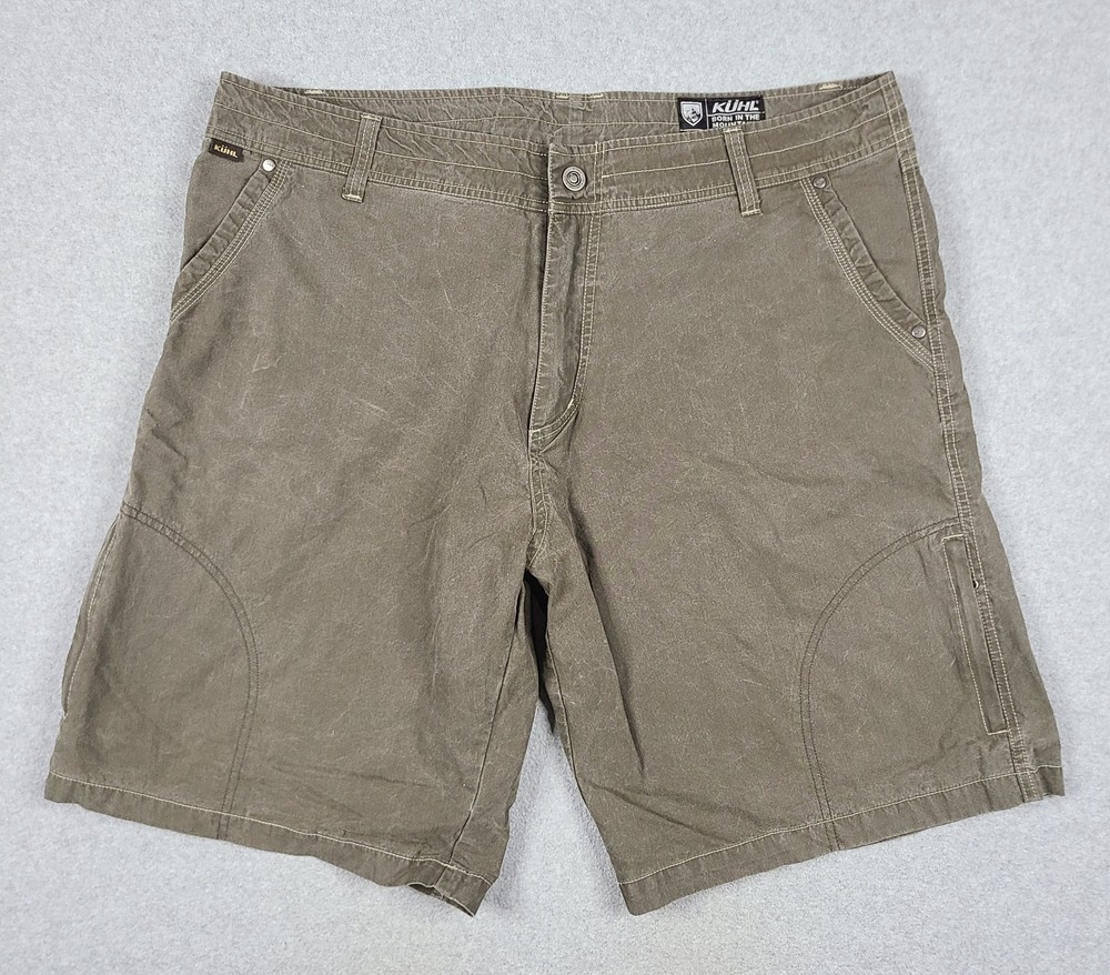 Kuhl Ramblr Shorts Mens Size 40 Green Vintage Patina Dye Cargo Hiking Outdoor