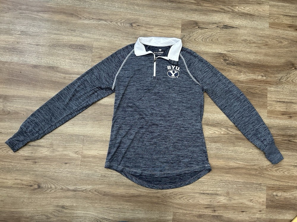 Women’s BYU Quarter Zip Pullover Athletic Blue Women’s Medium Long Sleeve EUC