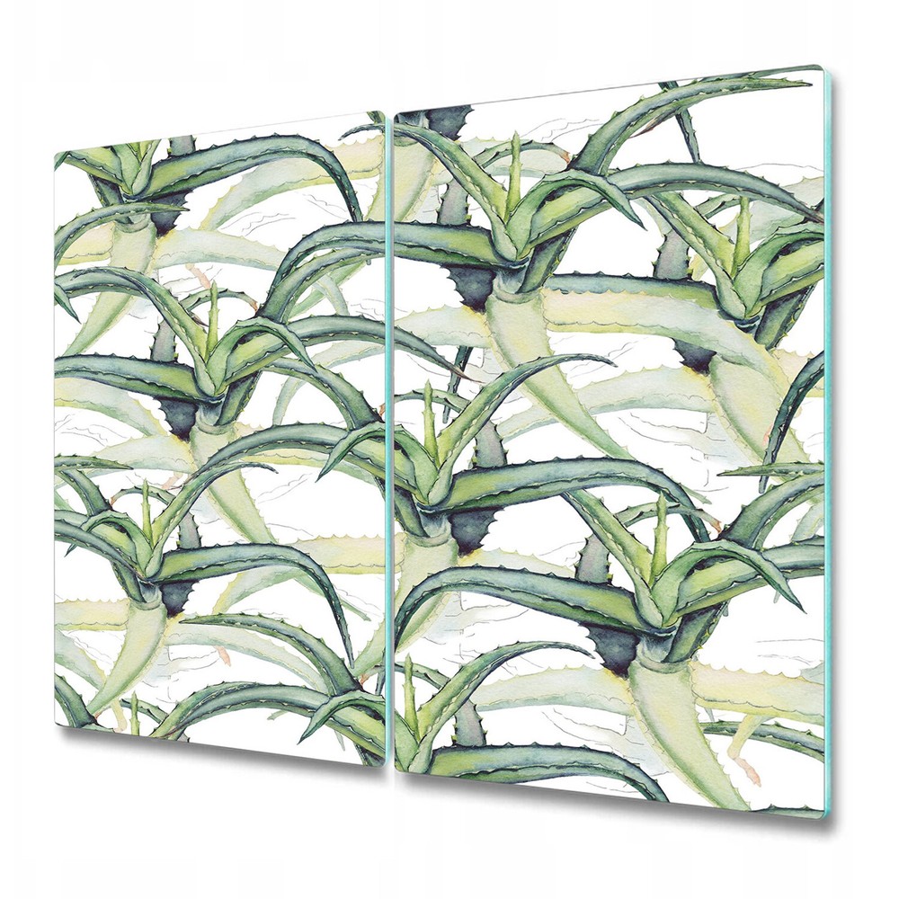 Glass Worktop Saver Utensil Board Hand-drawn aloe vera beautiful art 2x30x52