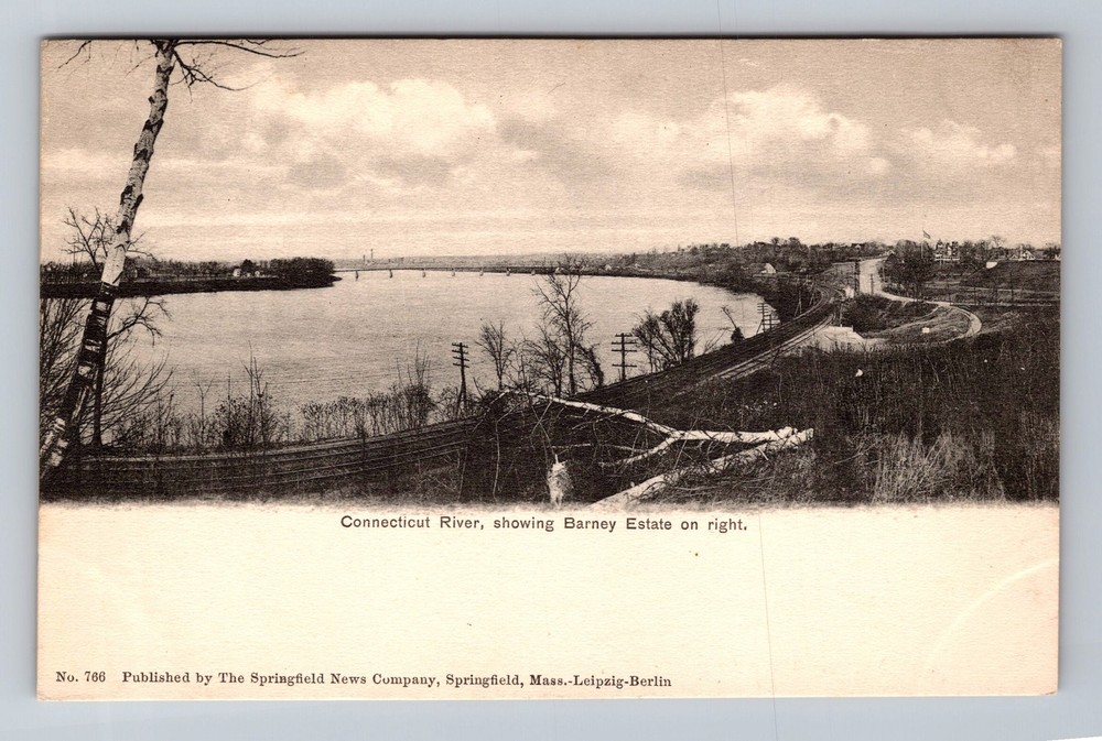 Springfield MA-Massachusetts, Connecticut River Barney Estate Vintage Postcard