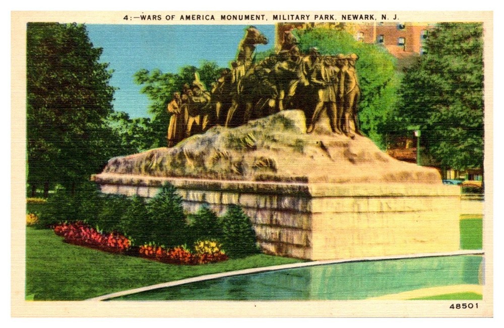1940s Wars Of America Monument Military Park Newark New Jersey Vintage Postcard