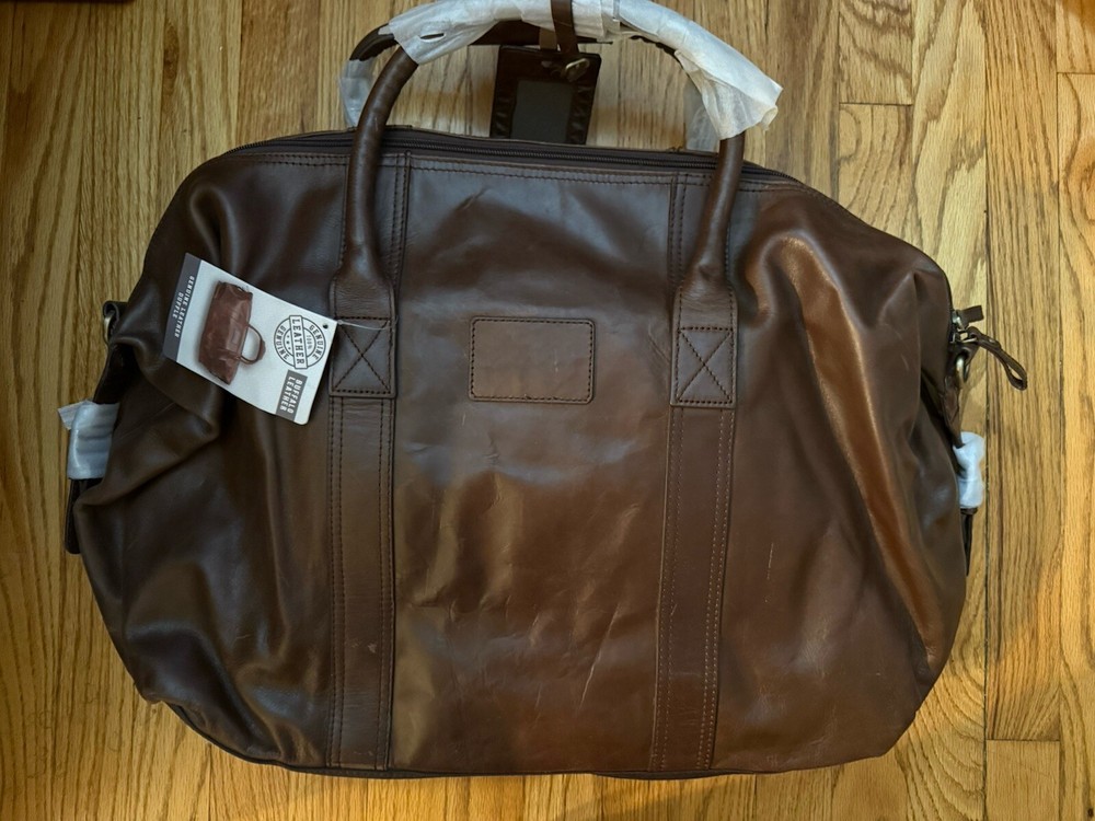 GENUINE BUFFALO Leather Duffle Bag Luggage Travel Weekender NEW TAGS 26x13x10”