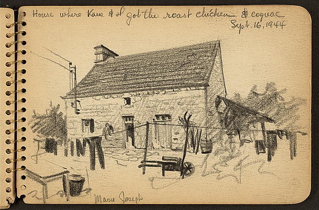 House,Kane,I,roast chicken,cognac,clothesline,farm,Manche,France,V Lundy,1944